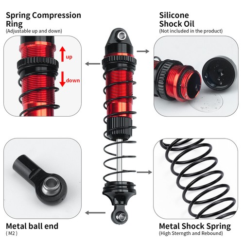 RCBATER RC Shock Absorber Alum Front Rear Oil Damper for Losi 1/18 Mini LMT 4X4 - Picture 8 of 15