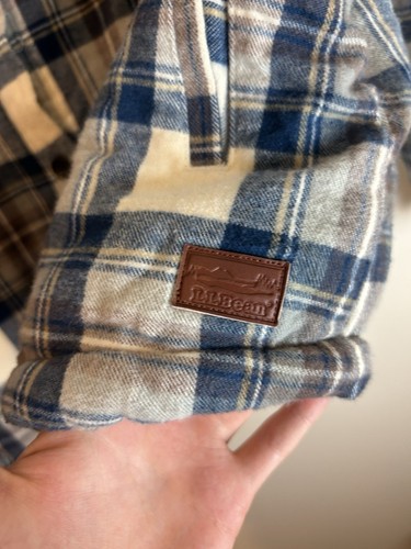 LLBean Women's Shirt Jacket Fleece Sherpa Lined Heavy Plaid Outdoor Blue L Large - Picture 4 of 5