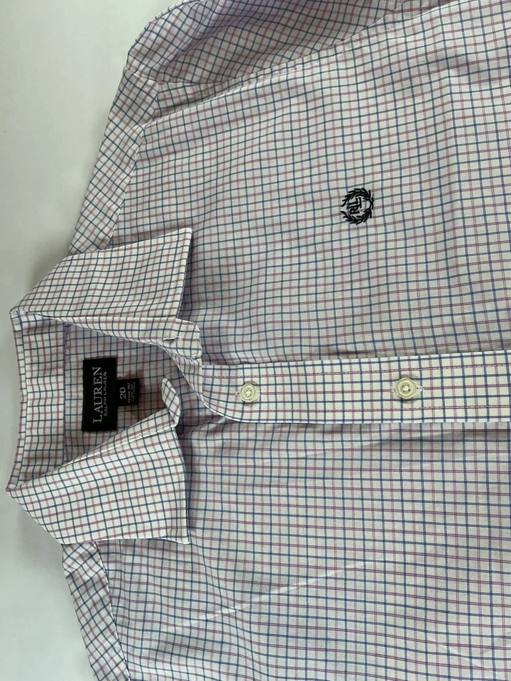 Lauren Ralph Lauren Youth 20 Long Sleeve White Check Button Down Shirt - Image 3 of 4