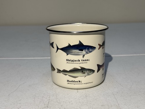 Fish Enamel Mug Gift Republic Ecologie Piscis Cream Tin 500ml Fishing Coffee Cup - Picture 3 of 13