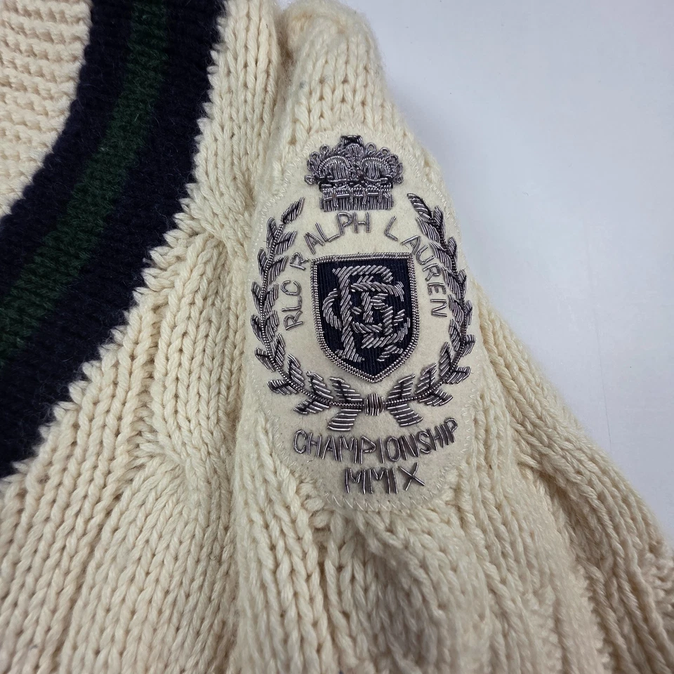 Suéter Ralph Lauren Para Mujer M Mezcla Cachemira Cuello en V Cable MUESTRA 2009 ÚNICO Foto 4 de 4