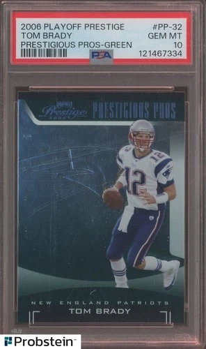 2006 Playoff Prestige Prestigious Pros Green Tom Brady Patriots 71/75 PSA 10
