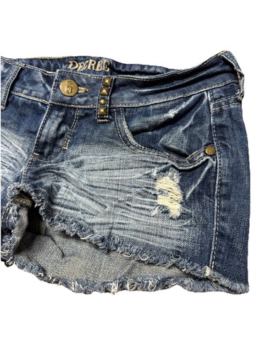 Decree Studded Jean Shorts Juniors Size 1 Cut Off Frayed Low Cut Cheeky - Picture 2 of 12