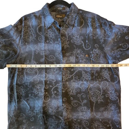 Marc Edwards Silk Button-down Shirt, 100% Silk, blue floral size L - Picture 7 of 8