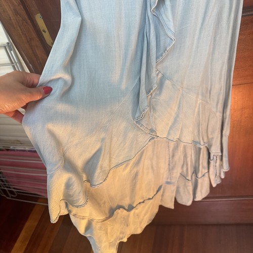 Flirty Flowing Washed Denim GUESS Summer Dress with Asymmetrical Hem, Size S - Picture 4 of 6