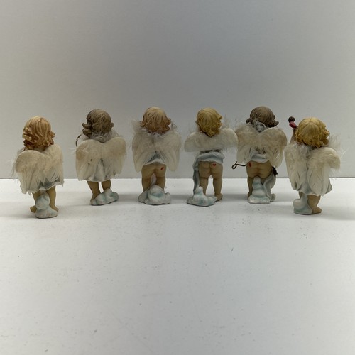 Preziosi Cherubini Resina Baby Angel Statuine con Ali di Piuma WMG 2007 Set di 6 - Foto 5 di 8