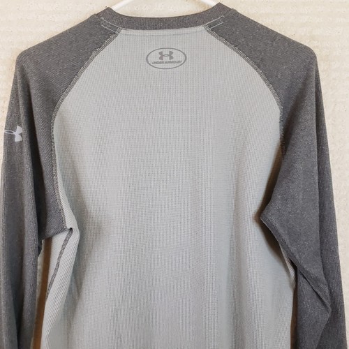 Under Armour UA Waffle Crew Shirt Mens Medium Gray Long Sleeve Thermal Knit - Picture 9 of 14