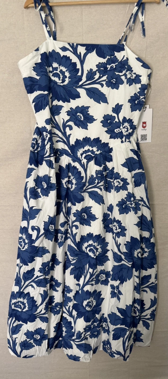 Tulip Creations Ivonna Midi Dress XL Blue White Floral Smocked NWT Cottagecore
Opens in a new window