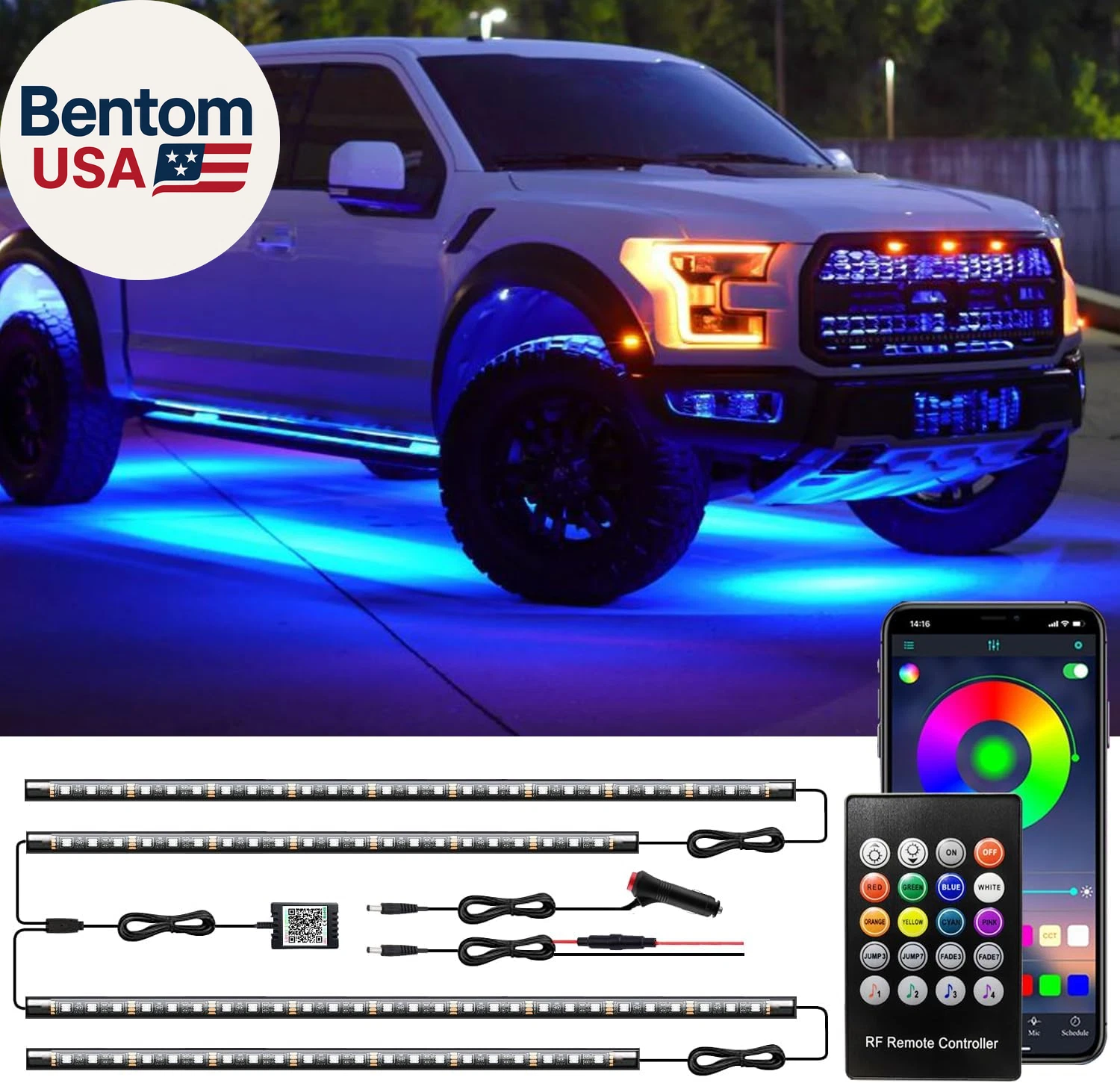 Underglow Kit for Car, Led Underglow Lights with App and Remote Control, 16 Mill