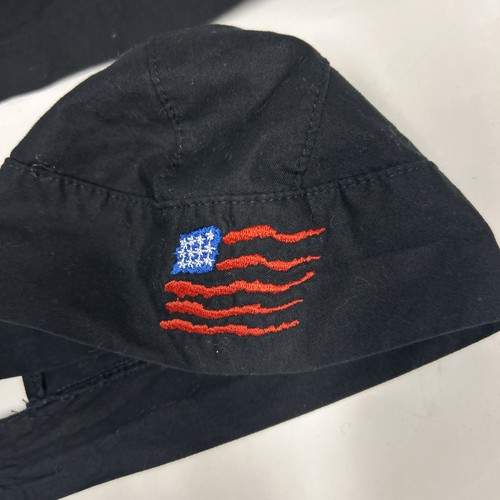Doo-rag, Totenkopfkappen. 2er Pack, schwarz mit Stickerei amerikanische Flagge & Herz - Bild 3 von 6