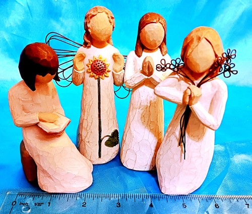 4 Set Willow Tree Engel - Schwestern von Herzen, Sommerengel, Freundschaft, Weisheit - Bild 1 von 9