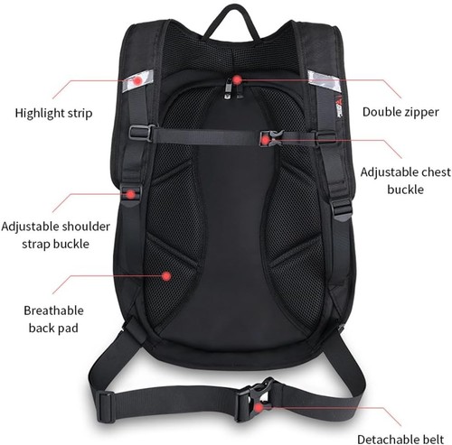 Motorcycle Backpack Waterproof Large Capacity Carbon Fiber Rider Black - Picture 3 of 6