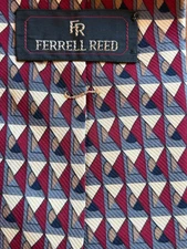 Ferrell Reed Tie Mens ALL Silk Classic Preppy Geometric Print