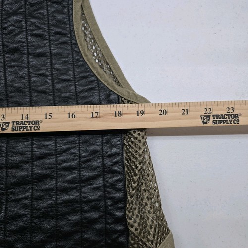 Cabelas Target Master Shooting Vest Med Khaki Black Leather Pockets Mesh Hunting - Picture 10 of 11