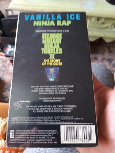Vanilla Ice Ninja Rap VHS Teenage Mutant Ninja Turtles NIS FACTORY SEALED - Picture 6 of 11