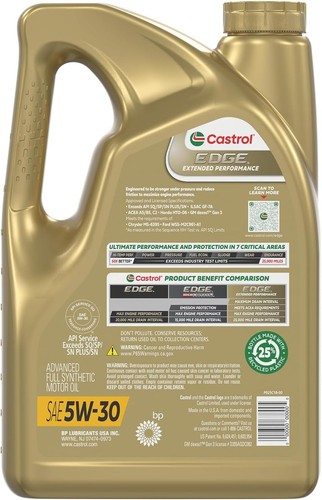 Castrol EDGE Extended Performance 5W-30 Advanced Full 5 cuartos de galón, paquete de 3 - Imagen 4 de 15