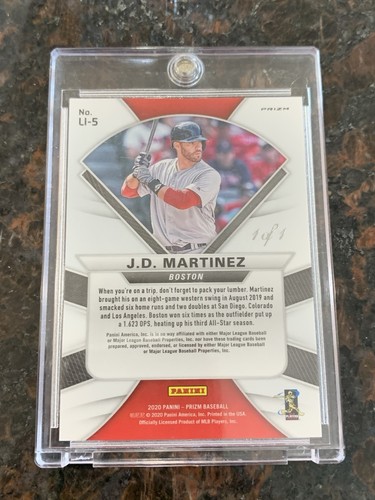 1/1 Panini Prizm Baseball JD Martinez Boston Red Sox Lumber Inc. LI-5 2020 - Picture 2 of 2