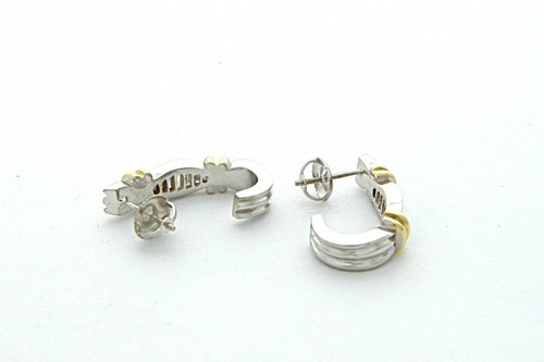 EMERALD CUT DIAMOND HALF HOOP EARRINGS EARTH MINED DIAMONDS - Picture 3 of 3