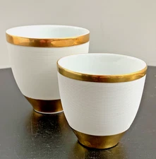 24K Gold Trim L'Objet Tea Cup Candle Champagne Portugal White 2 Sizes / No Lids