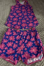 Vera Bradley Tank Top  Shorts Art Poppies Pajama Set XSmall Pink Blue