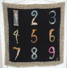 Erte Vintage Silk "Numbers" Scarf