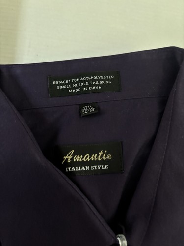 Herrenhemd Amanti italienischer Stil aubergine lila 17 1/2 32/33 neu