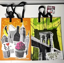Trader Joe’s New York Tote Bag Eco Reusable Shopper Skyline Brooklyn Bridge