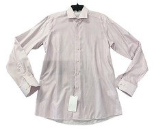 NEW Eton Men's Contemporary Fit Geometric Micro Print Dress Shirt Pink Size 15