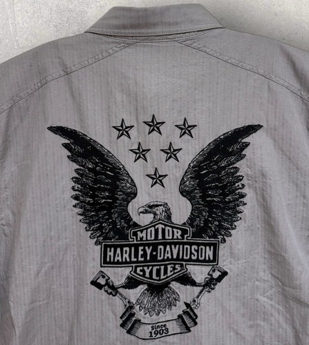Harley Davidson Button Down Kurzarm Hemd mit Tasche grau Medium 22”x31” - Bild 4 von 5