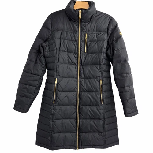 Cappotto Michael Kors MK donna taglia media nero lungo piumino imbottito giacca trapuntata