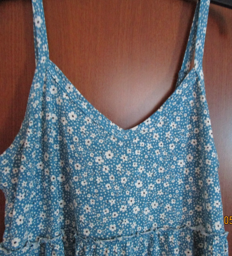 New Torrid Slub VNeck Tiered Swing Cami Blue Steel 1 1X 14 16 Cotton Rayon Spand - Picture 2 of 5