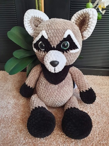 🦝Amigurumi Waschbär Kuscheltiere gehäkelt aus HimalayaDolphinBaby Chenillewolle - Bild 4 von 9