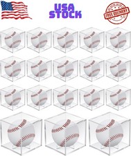 18 Pcs Baseball Display Case Clear UV Ball Holder Square Acrylic Baseball Box...