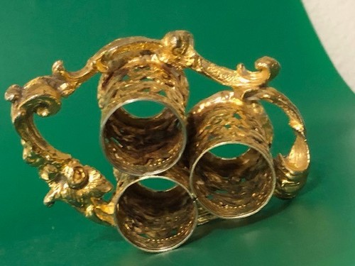 Vintage goldfarben Stil gebaut filigran 3 Loch Lippenstift Halter viktorianisch - Bild 2 von 6