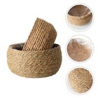 1pc Woven Flowerpot Basket Plant Basket Round Weaving Flowerpot (Khaki）