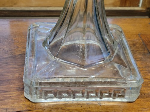 10" Greek Key Pedestal Oil Lamp US Glass Co Antique EAPG Pattern early 1900s - Picture 5 of 11