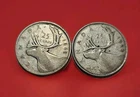 Lot of 2 Canada 🇨🇦 1942-43 .800 Silver Quarters 25c Circulated See pics