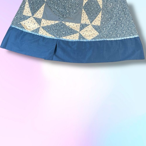 VTG Patchwork Reversible Quilted Blue Skirt Handmade 33” Medium Cottagecore - Picture 9 of 12