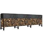 12ft Outdoor Firewood Log Rack Storage Short Cover All-Weather Protection, Black