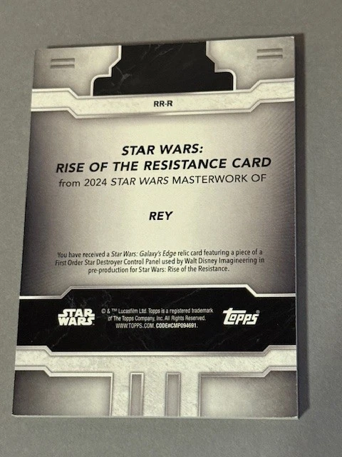 Rey Relic Prop Star Wars Topps Masterwork Destroyer Panel Daisy Ridley Piece sp - Image 3 of 3
