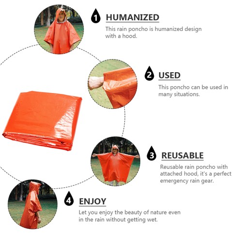 1 Stück Wiederverwendbarer Regenponcho Wasserdicht Unisex Regenmantel Outdoor Camping Poncho - Bild 12 von 12