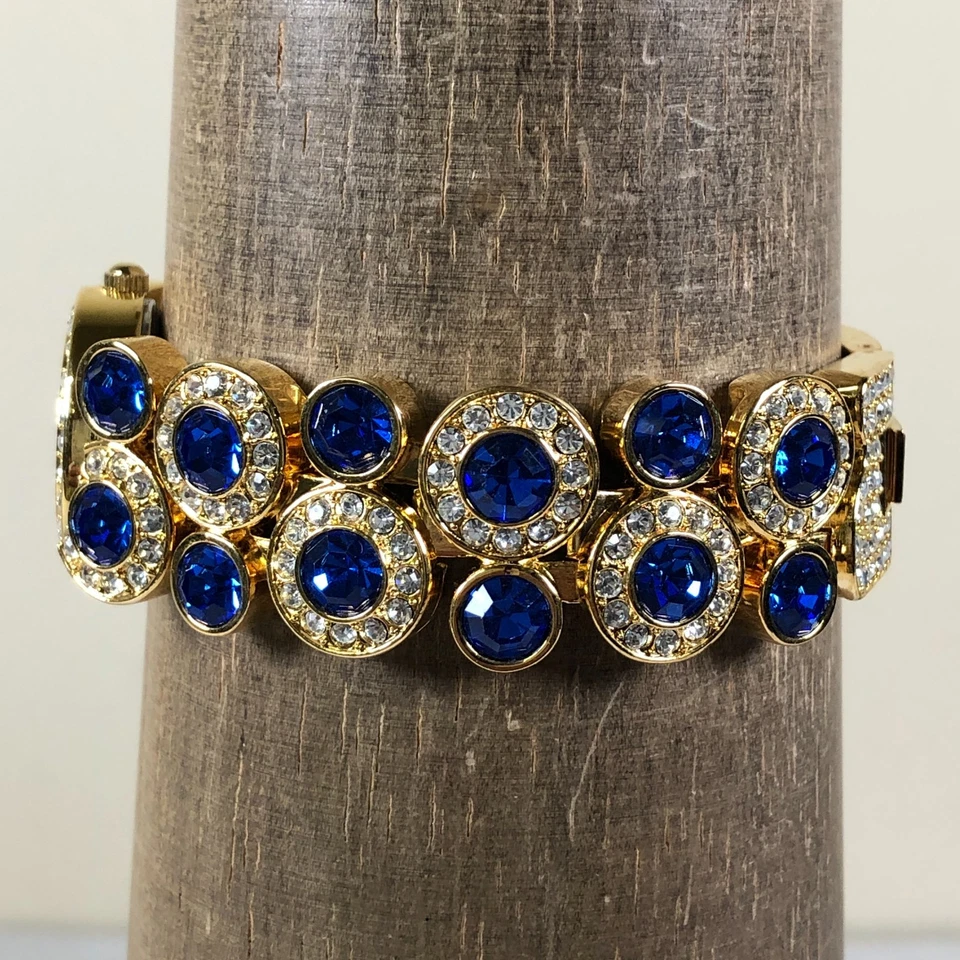 Reloj de cuarzo pulsera cristal oro azul lujo Suzanne Somers para mujer B6450 7 1/4" Foto 3 de 4