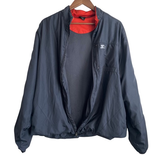 VTG Starter Tracksuit Men Jacket XL Black Sporty Casual Retro Y2K Windbreaker - Picture 5 of 16