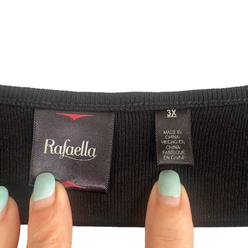 Rafaella Black Jeweled Beaded Long Sleeve Formal Knit Sweater Women Sz 3X - Picture 8 of 9