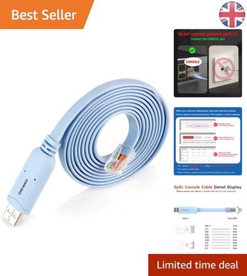 Blaues USB auf RJ45 Konsolenkabel - perfekt für Cisco & Netzwerkgeräte, 6 Fuß