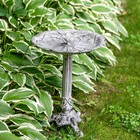 Bird and Blossom Metal Bird Bath - Antique Gray - 13 in by Sunnydaze
