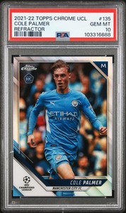 2021 TOPPS CHROME CHAMPIONS LEAGUE REFRACTOR #135 COLE PALMER ROOKIE RC PSA 10