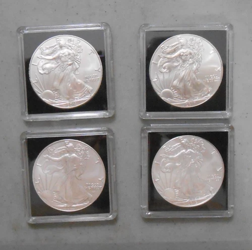 Lot (4)  1 oz ounce  AMERICAN SILVER EAGLES .999 Fine Silver 2011 2017 2019 2023