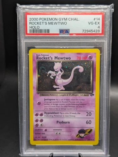 Pokemon Rocket’s Mewtwo 14/132 Holo PSA 4 VG-EX Hand Swirl – Gym Challenge