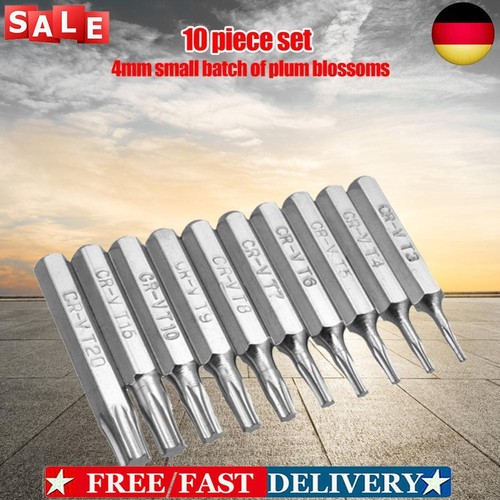 DE* 10-teiliges CR-V Pflaumenblüten-Bit-Set, 4 mm Torx-Bit-Set für die Reparatur